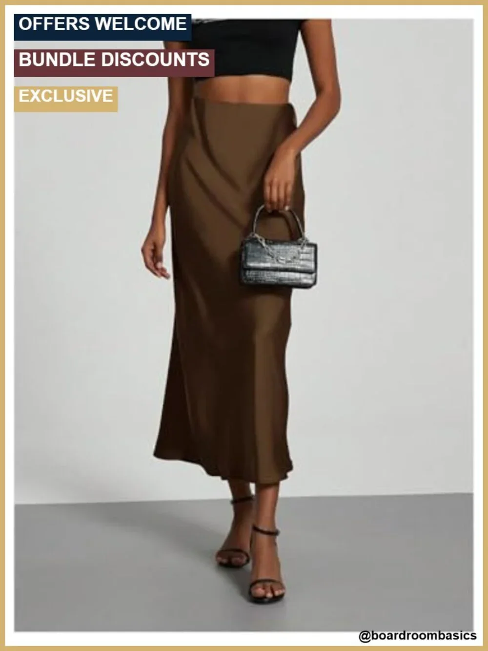 Satin Maxi Skirt High Waisted A-Line Long Elegant Office